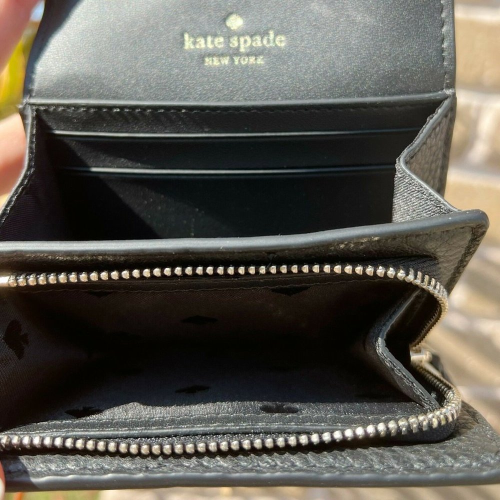Kate Spade Flap Pebbled Leather Wallet Black - Picture 4 of 4